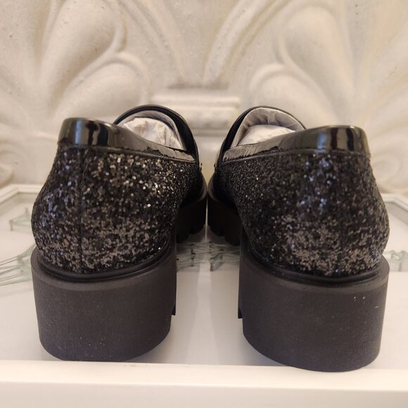 Franco Sarto Black Glitter Loafers - Picture 8 of 13